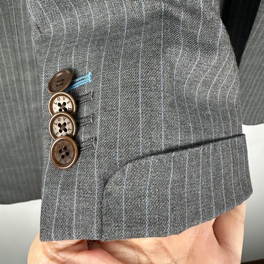 ラブレス LOVELESS スーツ ストライプ グレー 50 日本製 羊毛