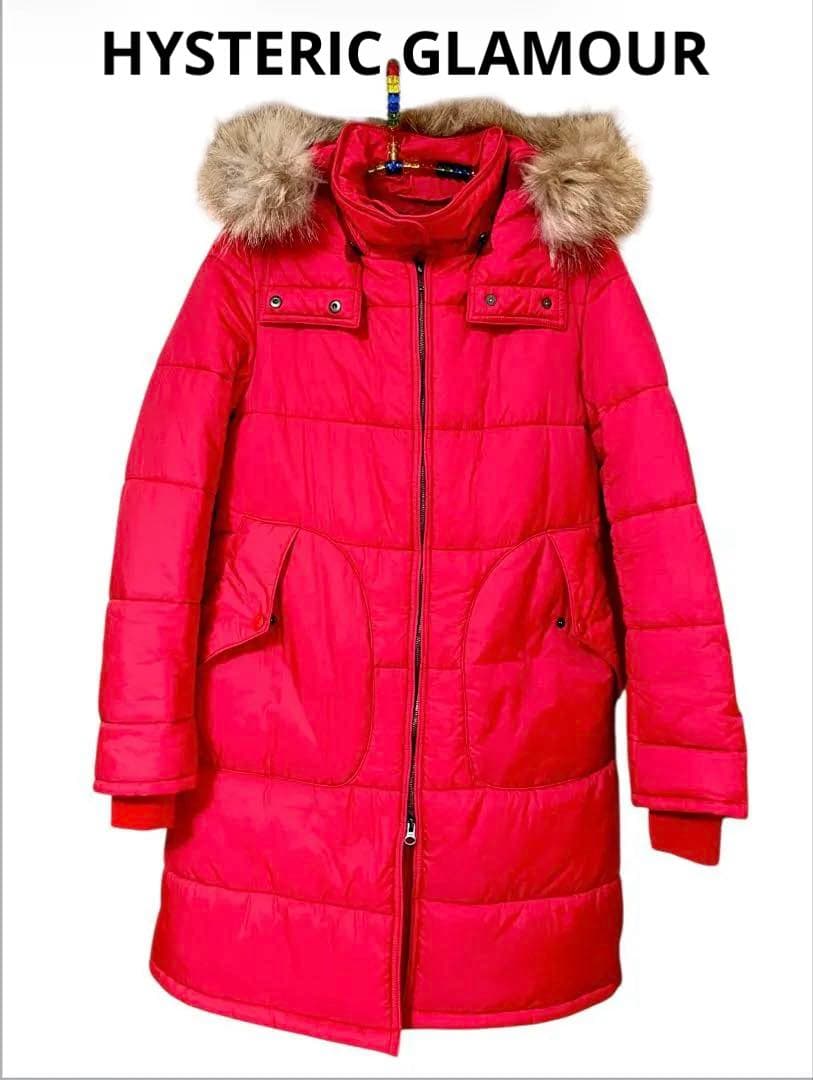 HYSTERIC GLAMOUR ロング中綿コート レッド F