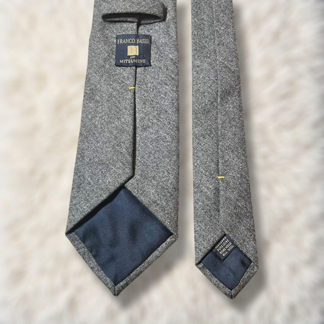 【未使用級✨】フランコバッシ ソリッドタイ グレー ウールタイ メンズ ネクタイ