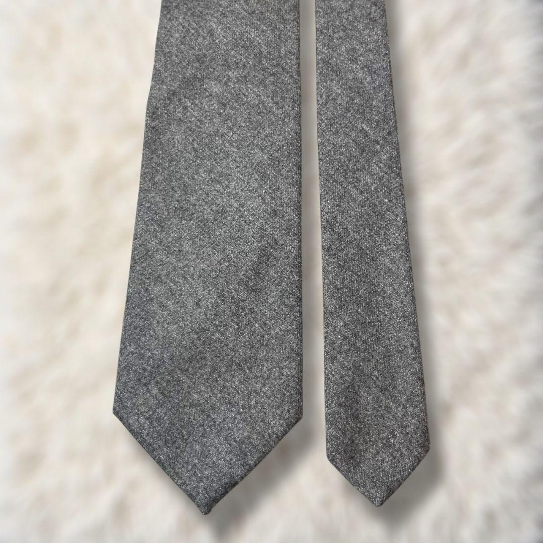 【未使用級✨】フランコバッシ ソリッドタイ グレー ウールタイ メンズ ネクタイ