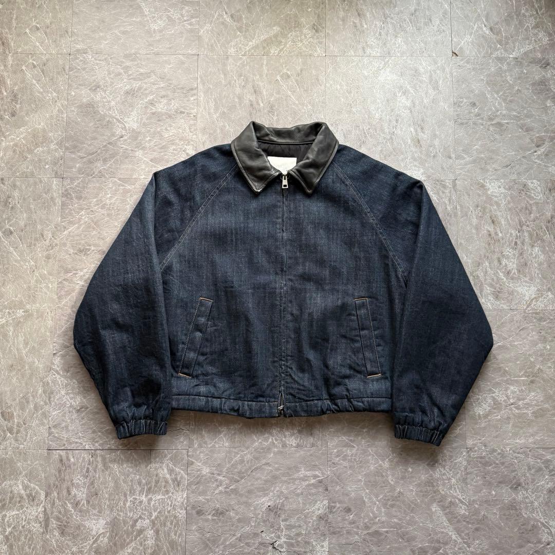 ZARA 短丈　襟レザーデニムジャケット　完売品