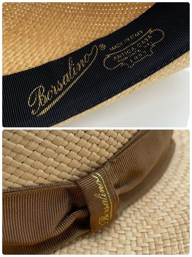 Borsalino ストロー パナマハット 天然草 ベージュ 59