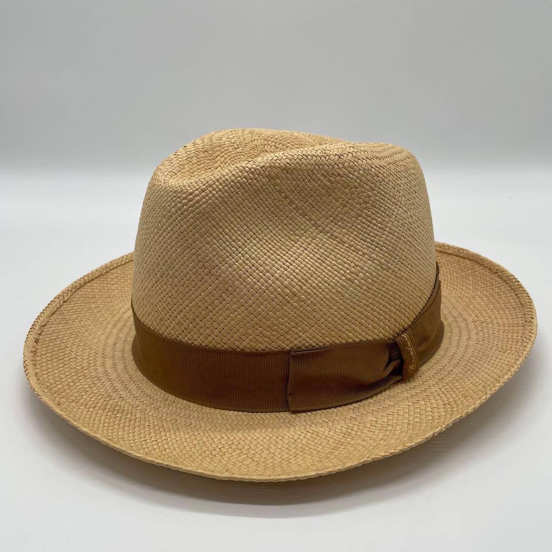 Borsalino ストロー パナマハット 天然草 ベージュ 59