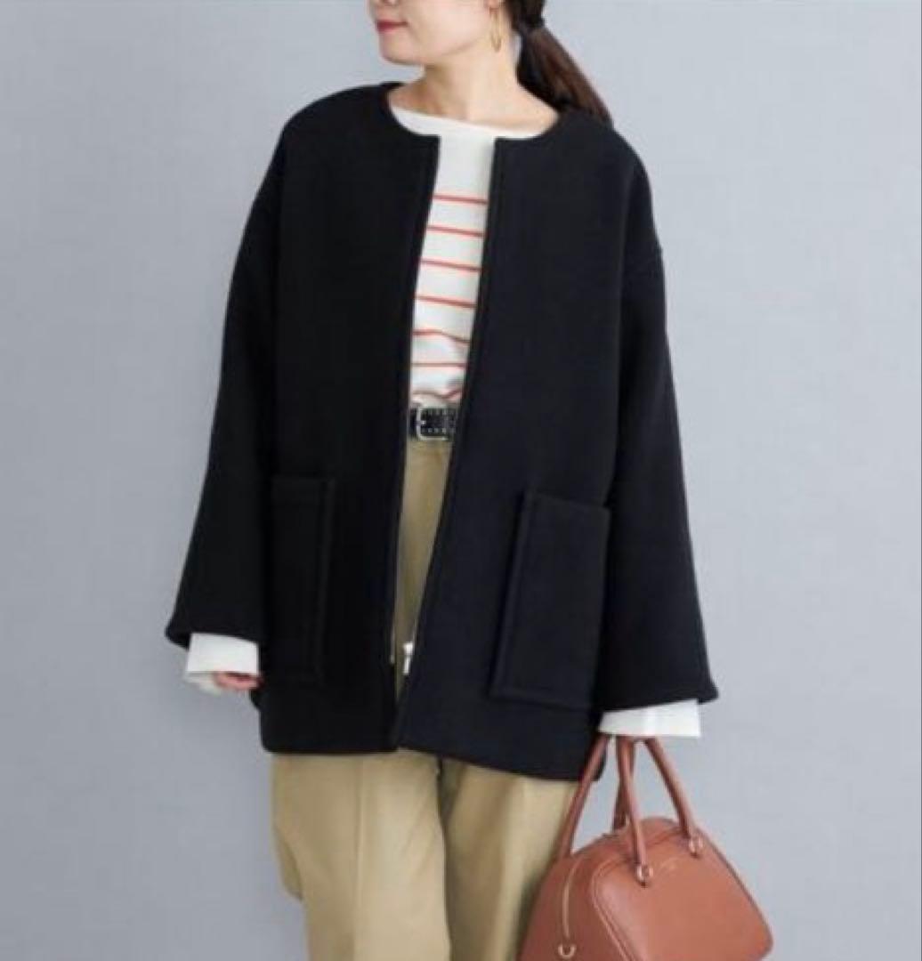 最終SALE★SHIPS Bellandi SUPER130 黒 ショートコート