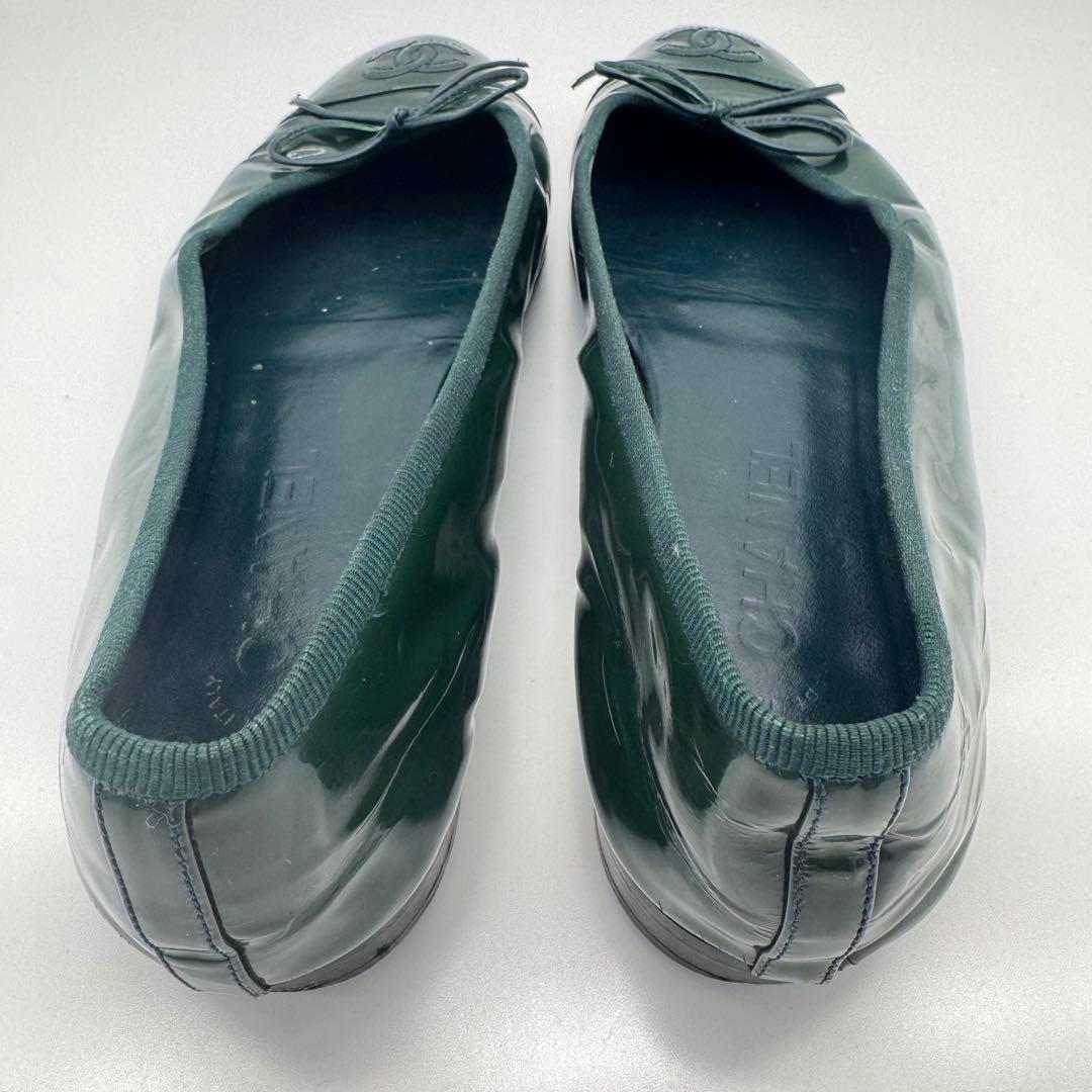 シャネル CHANEL フラットシューズ バレエシューズ 37.5 エナメル