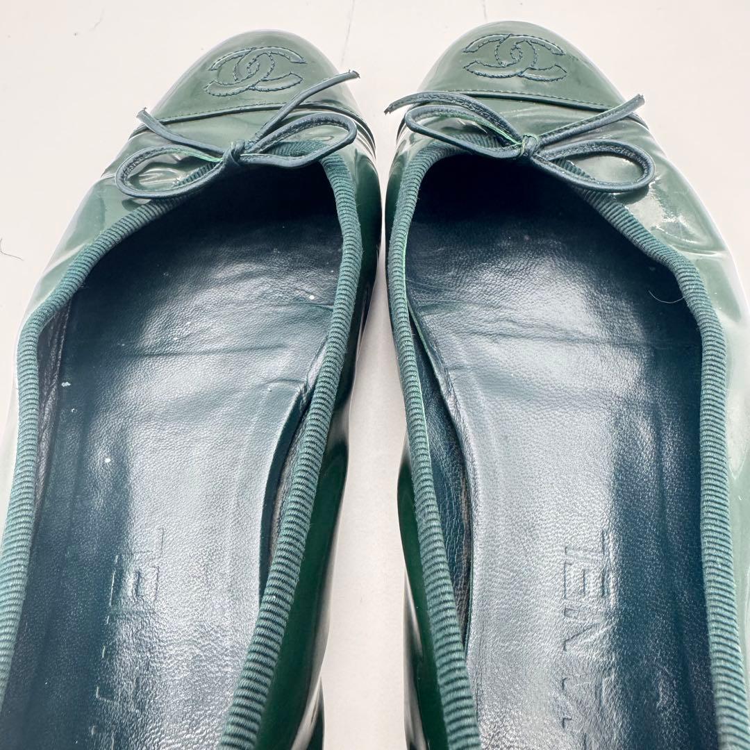 シャネル CHANEL フラットシューズ バレエシューズ 37.5 エナメル