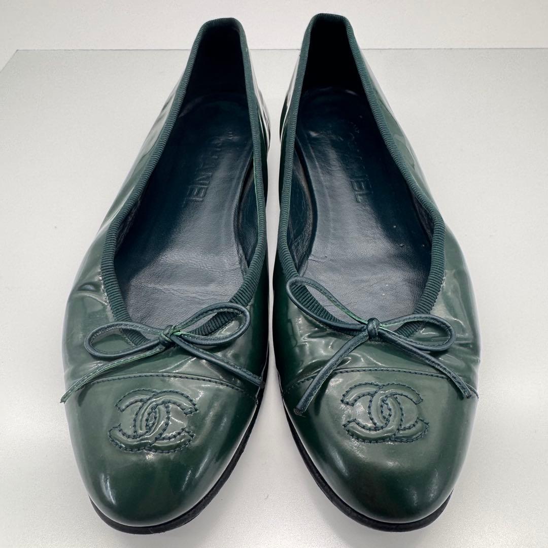 シャネル CHANEL フラットシューズ バレエシューズ 37.5 エナメル