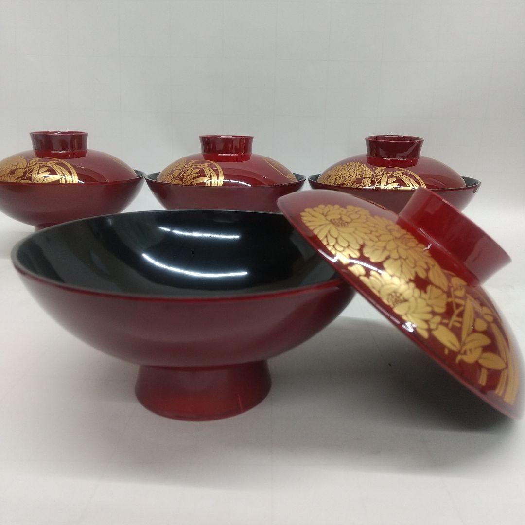 春慶花丸蓋付きお椀 お吸い物椀 10客◆市場には無い品