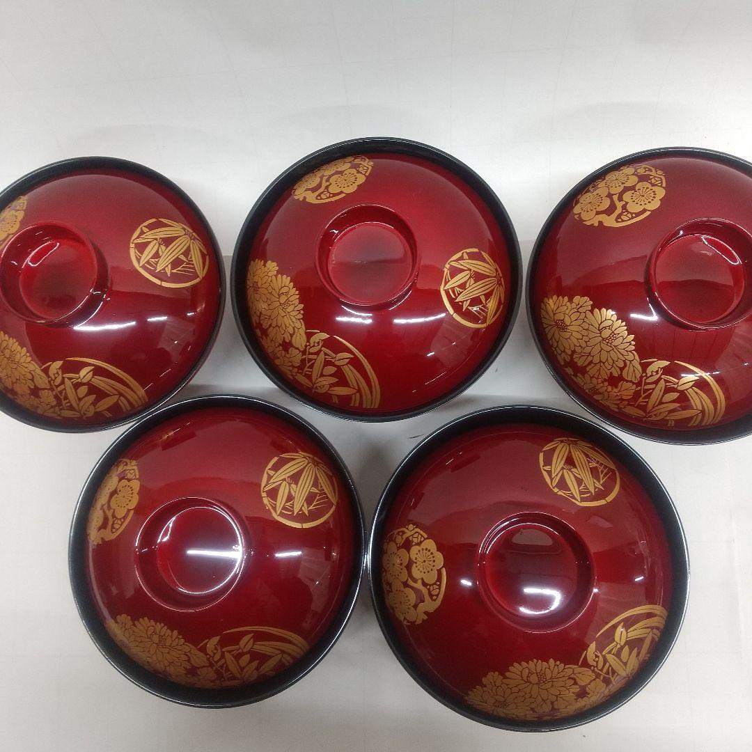 春慶花丸蓋付きお椀 お吸い物椀 10客◆市場には無い品