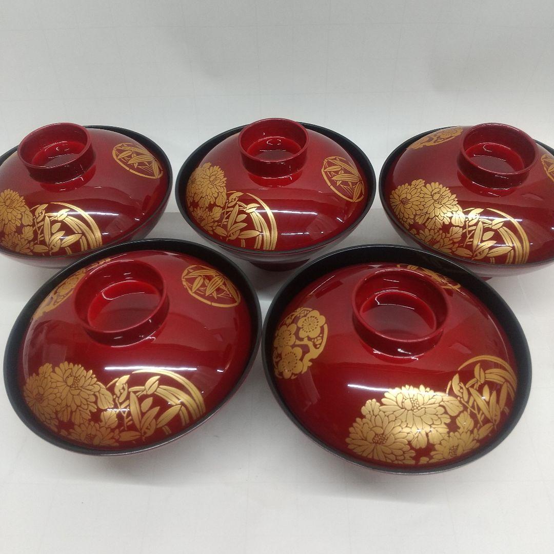 春慶花丸蓋付きお椀 お吸い物椀 10客◆市場には無い品