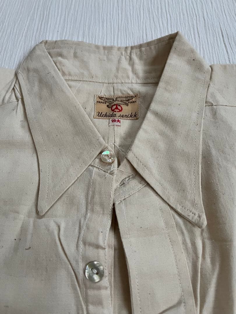 明治 大正 昭和初期 戦前 戦中 戦後 国民服 襟付木綿シャツ 作業着 貝釦