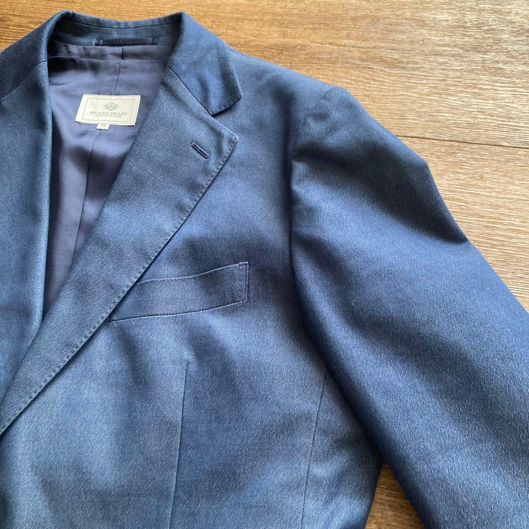 美品 ビームスハート ストレッチデニム3ピース セットアップスーツ L/XL