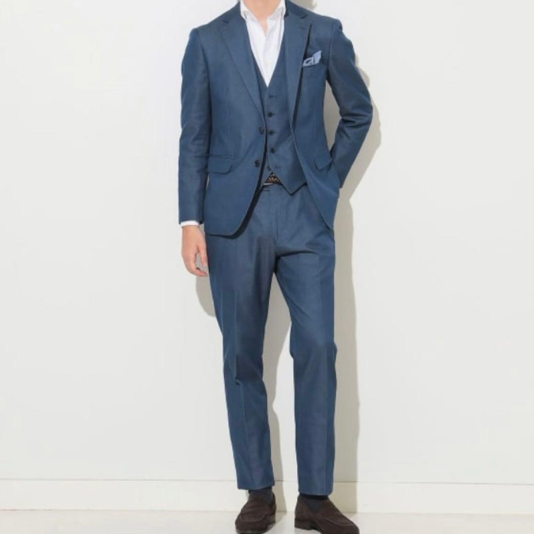 美品 ビームスハート ストレッチデニム3ピース セットアップスーツ L/XL