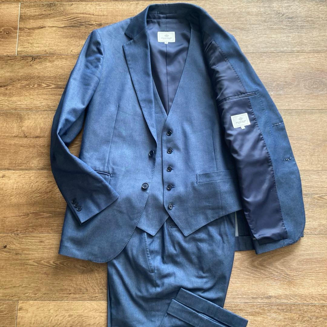 美品 ビームスハート ストレッチデニム3ピース セットアップスーツ L/XL