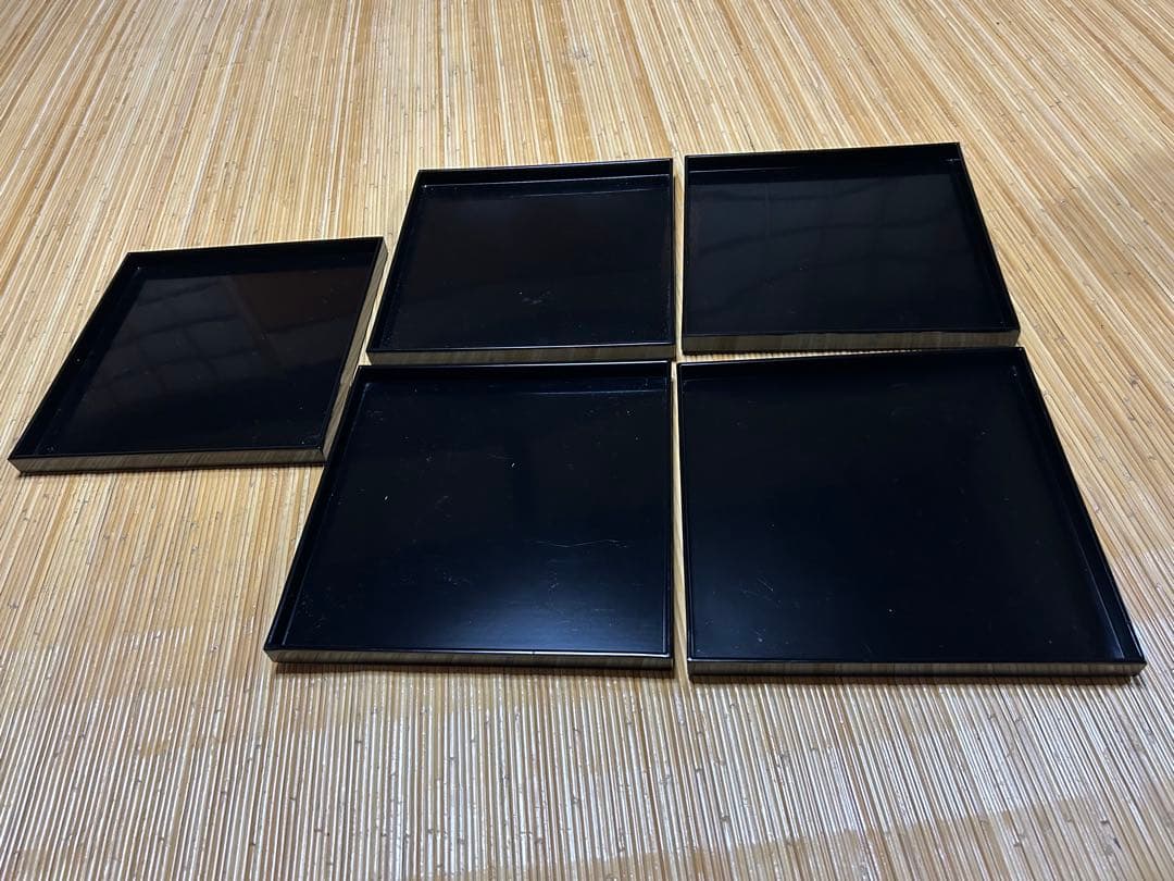 懐石道具 懐石膳 四方盆 5客 正角膳 漆塗