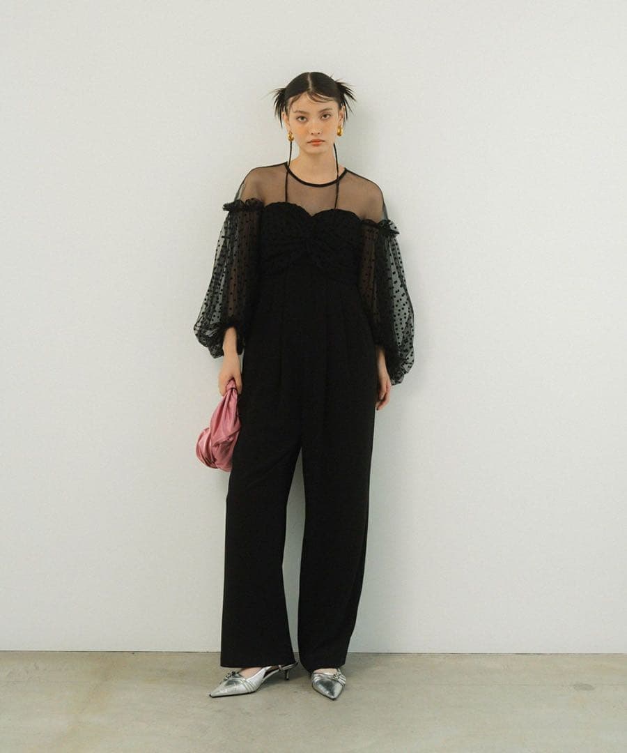 【美品】ANDRESD/アンドレスドオールインワン　パンツドレス　ブラック　Ｍ