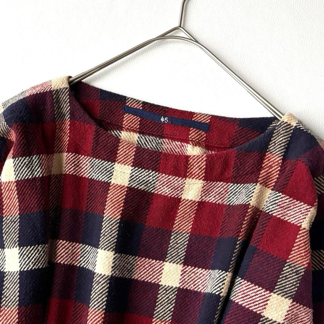 45R コットン100 ツイード　チェック　ワンピース　ワイドシルエット