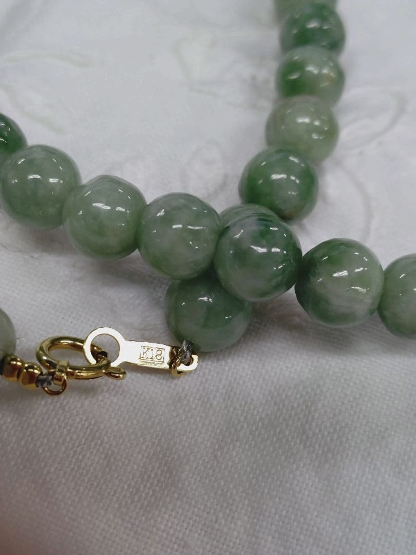 k18 翡翠ネックレス 天然石ネックレス ジェダイト 硬玉