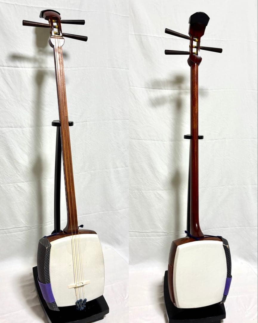 三味線セット 経木 中棹 三つ折れ 付属品 破れ無し