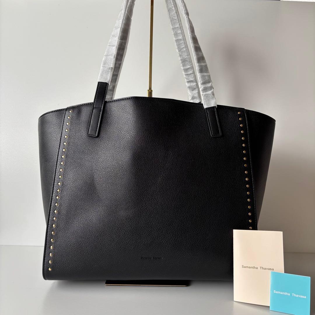 【新品未使用】サマンサタバサ　スタッズトートバック　A4サイズ　大容量　黒