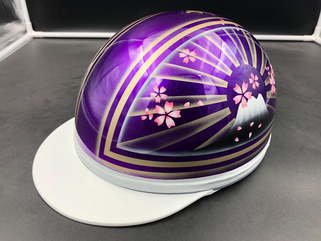 コルク半　カスタム　富士日章　三つボタン　パープルゴールド　ラメ　ぼかし