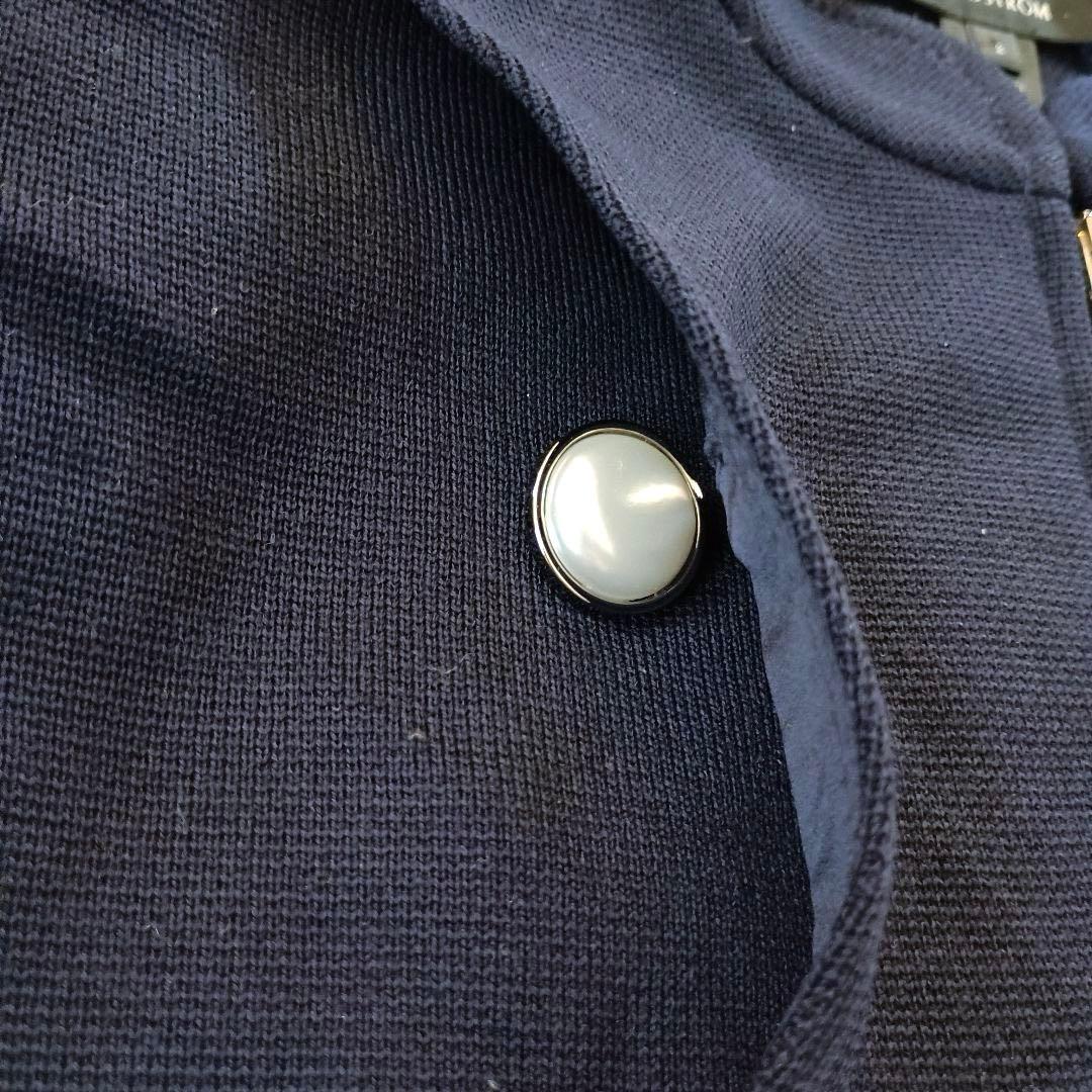 美品 セントジョン ナポレオン ジャケット パール ウール シルク ネイビー S