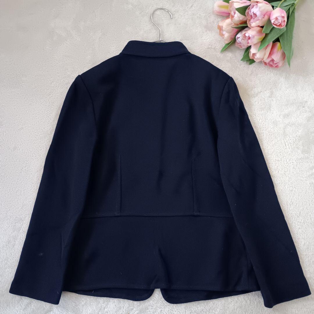 美品 セントジョン ナポレオン ジャケット パール ウール シルク ネイビー S