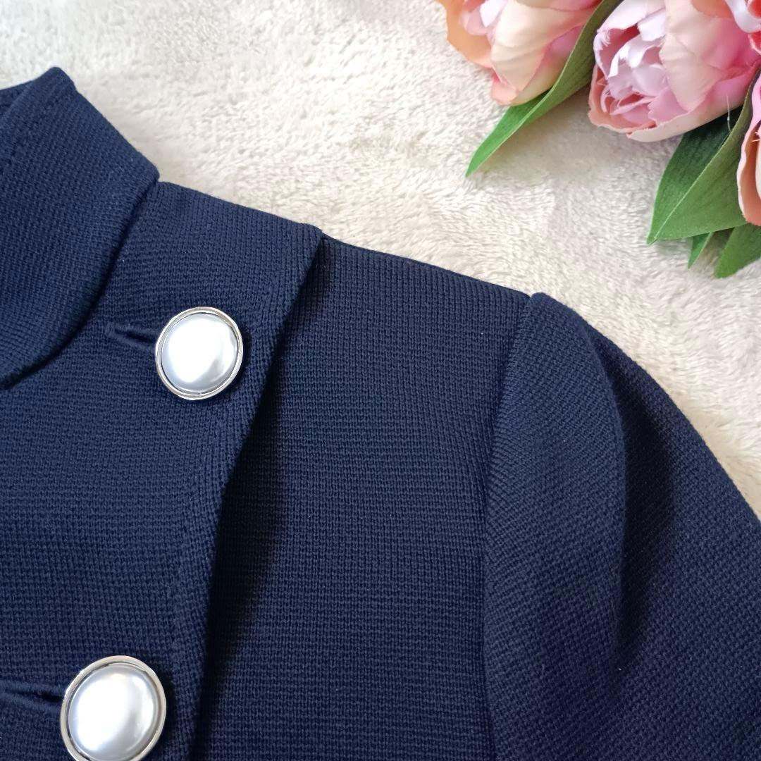 美品 セントジョン ナポレオン ジャケット パール ウール シルク ネイビー S