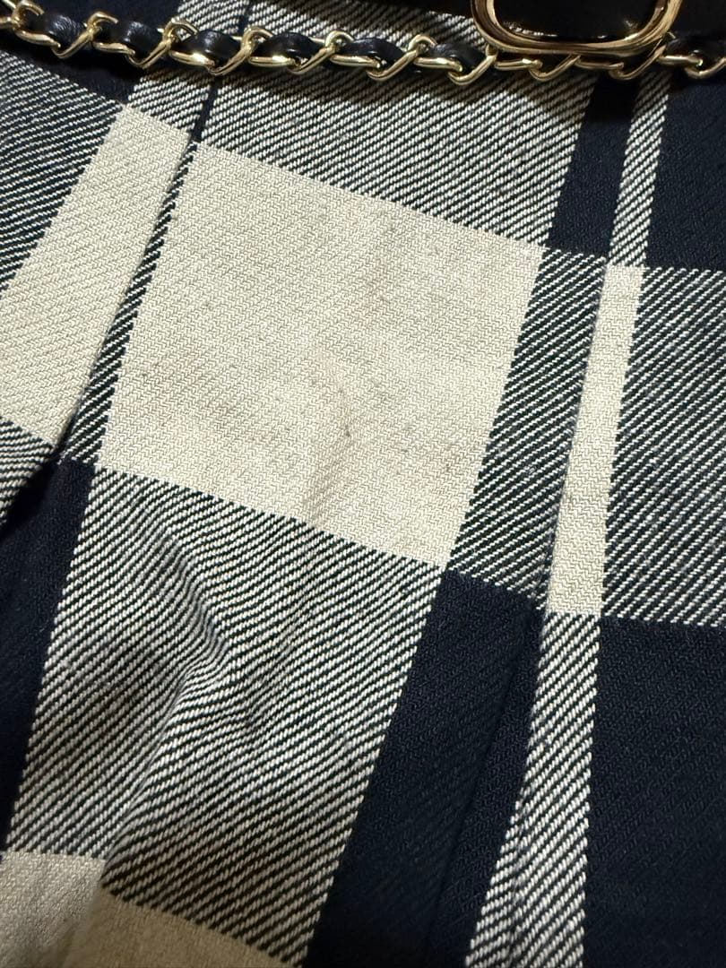 m.me.eme　エムミーエメ　チェックボックスプリーツスカートベルト付き