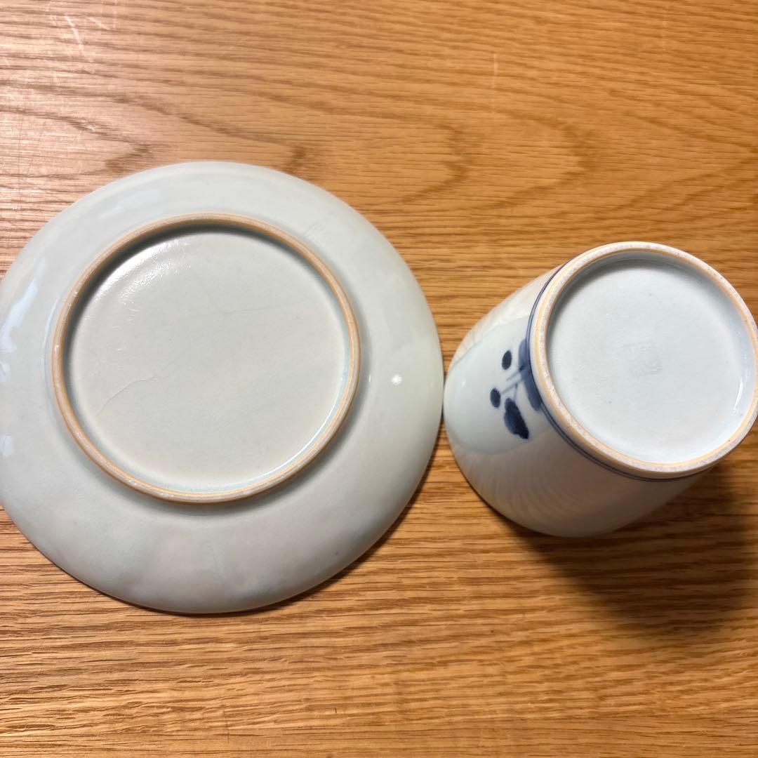 藤塚光男　染め付け蕎麦猪口　皿