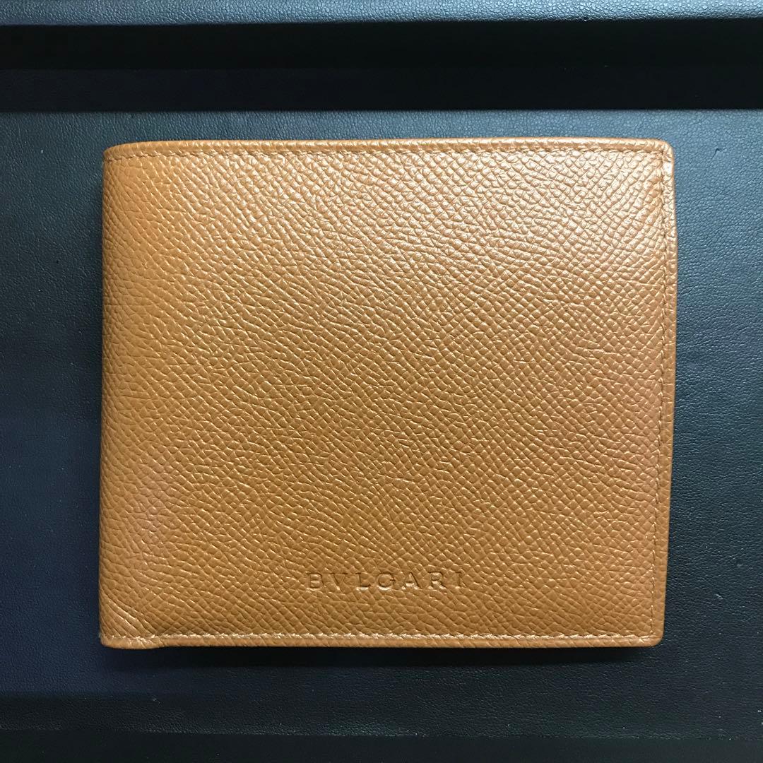 【未使用美品】BVLGARI ブルガリ ブラウンレザー 二つ折り財布 イタリア製
