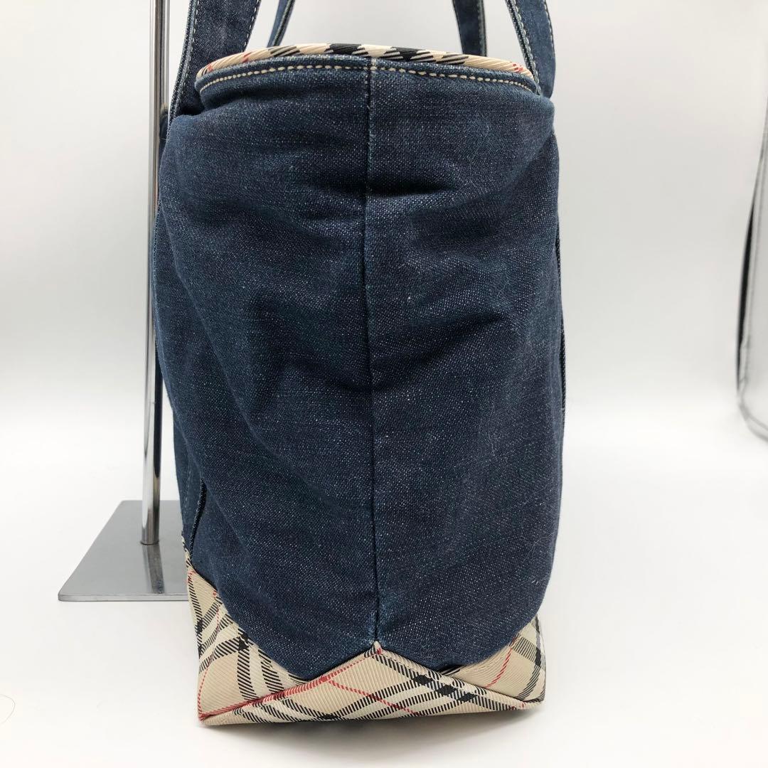 美品✨バーバリーブルーレーベル デニム トートバッグ ノバチェック ホースロゴ