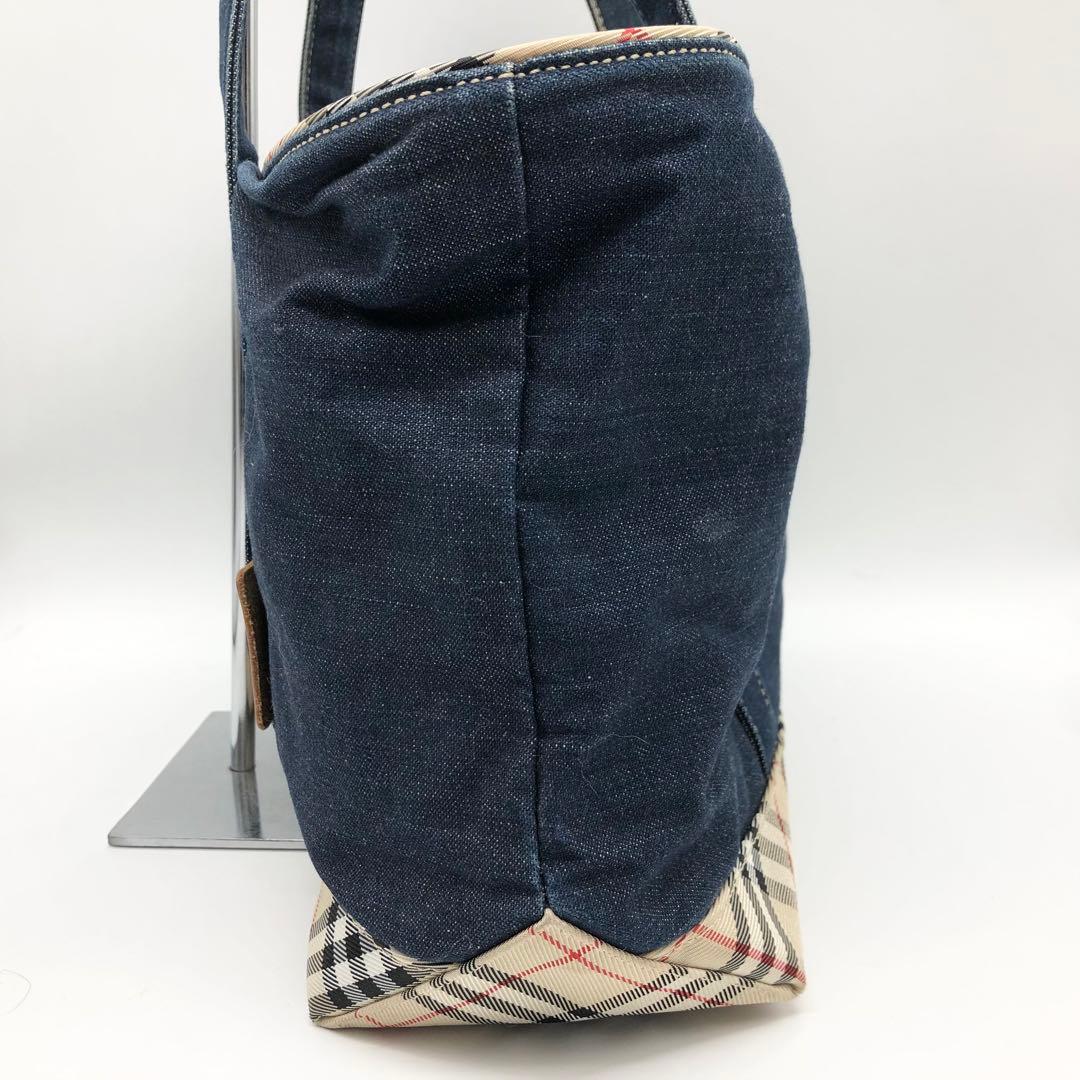 美品✨バーバリーブルーレーベル デニム トートバッグ ノバチェック ホースロゴ