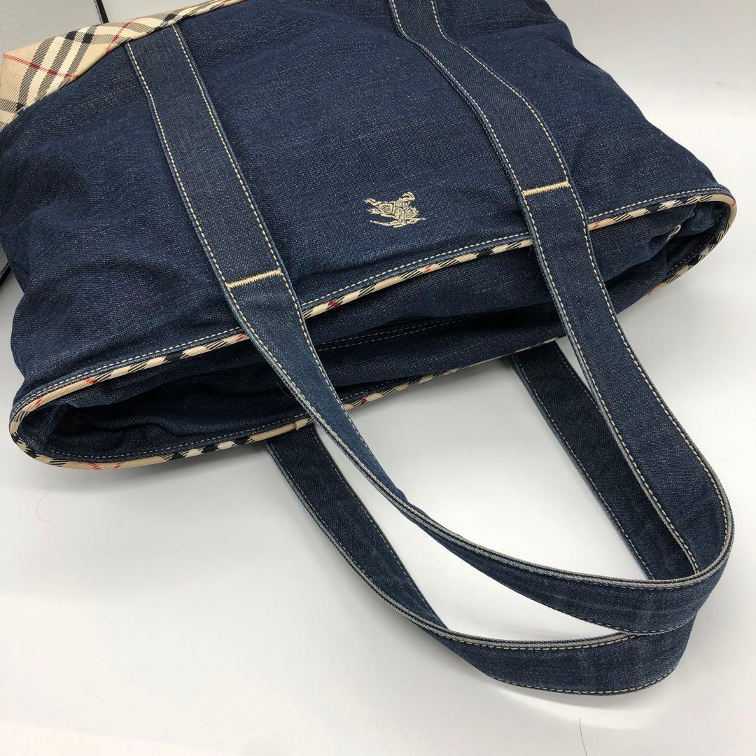 美品✨バーバリーブルーレーベル デニム トートバッグ ノバチェック ホースロゴ