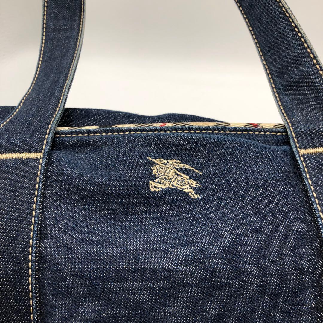 美品✨バーバリーブルーレーベル デニム トートバッグ ノバチェック ホースロゴ