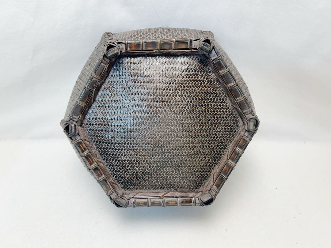 未使用 茶道具 唐物写六角 炭斗 炭入 元箱