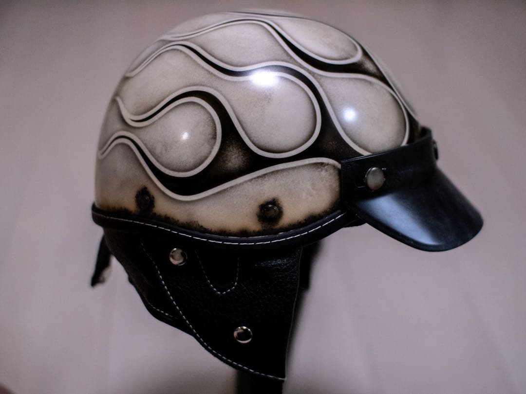 L 新品未使用　ポリヘル　ポリス　ヘルメット アイボリーエイジング黒フレア