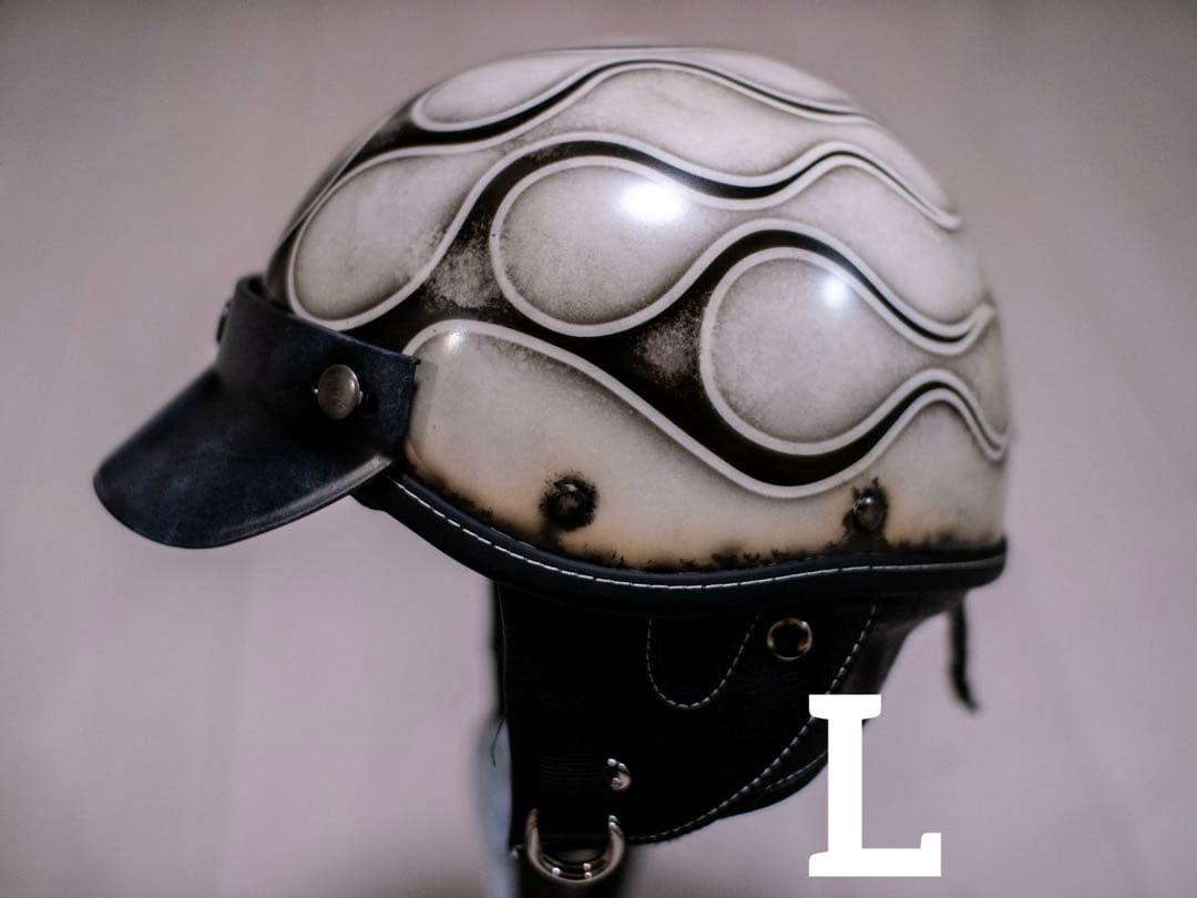 L 新品未使用　ポリヘル　ポリス　ヘルメット アイボリーエイジング黒フレア