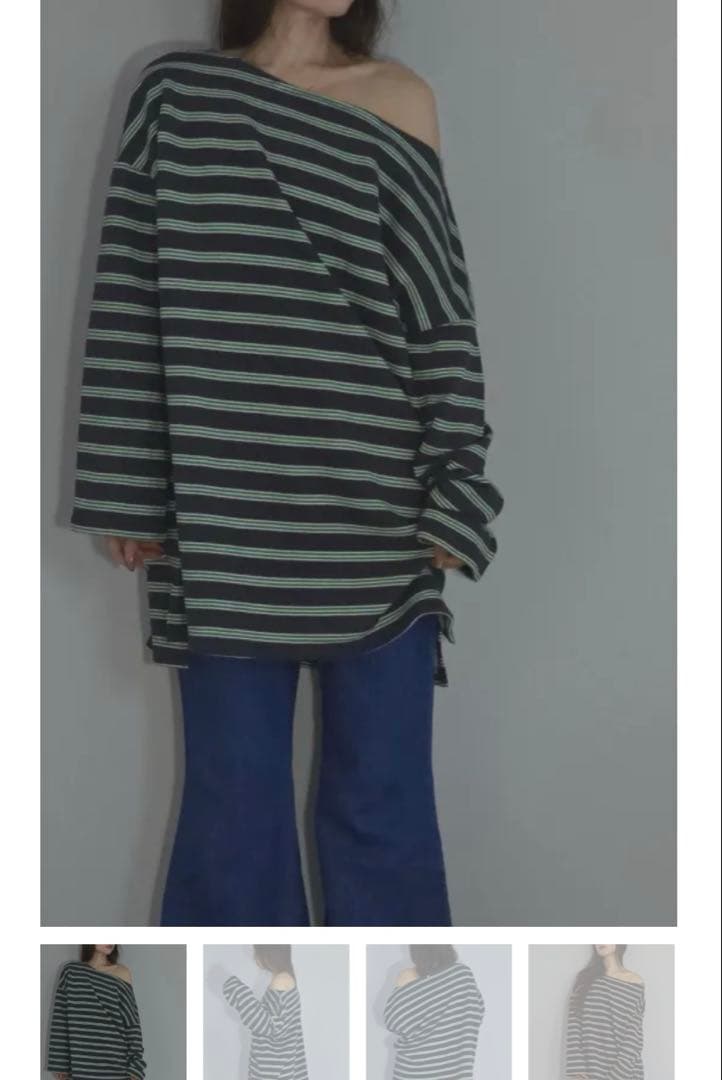 lui jewelry big border long tee 03 グレー