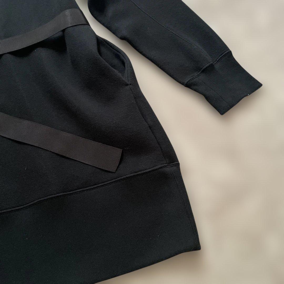 【美品】サカイ sacai コットン ベルト ワンピース 黒 サイズ4 日本製