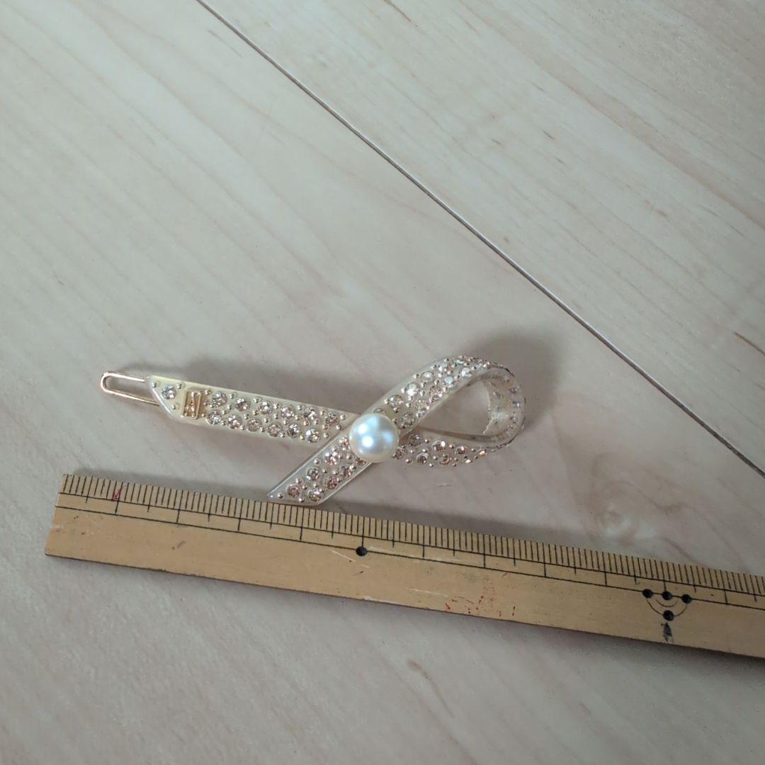 リボン型パール装飾ヘアピン　アレクサンドルドゥパリ