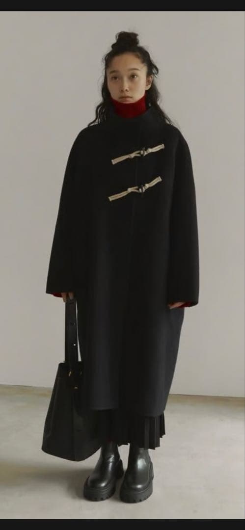 FASHIRU ダッフルウールロングコート　ネイビー