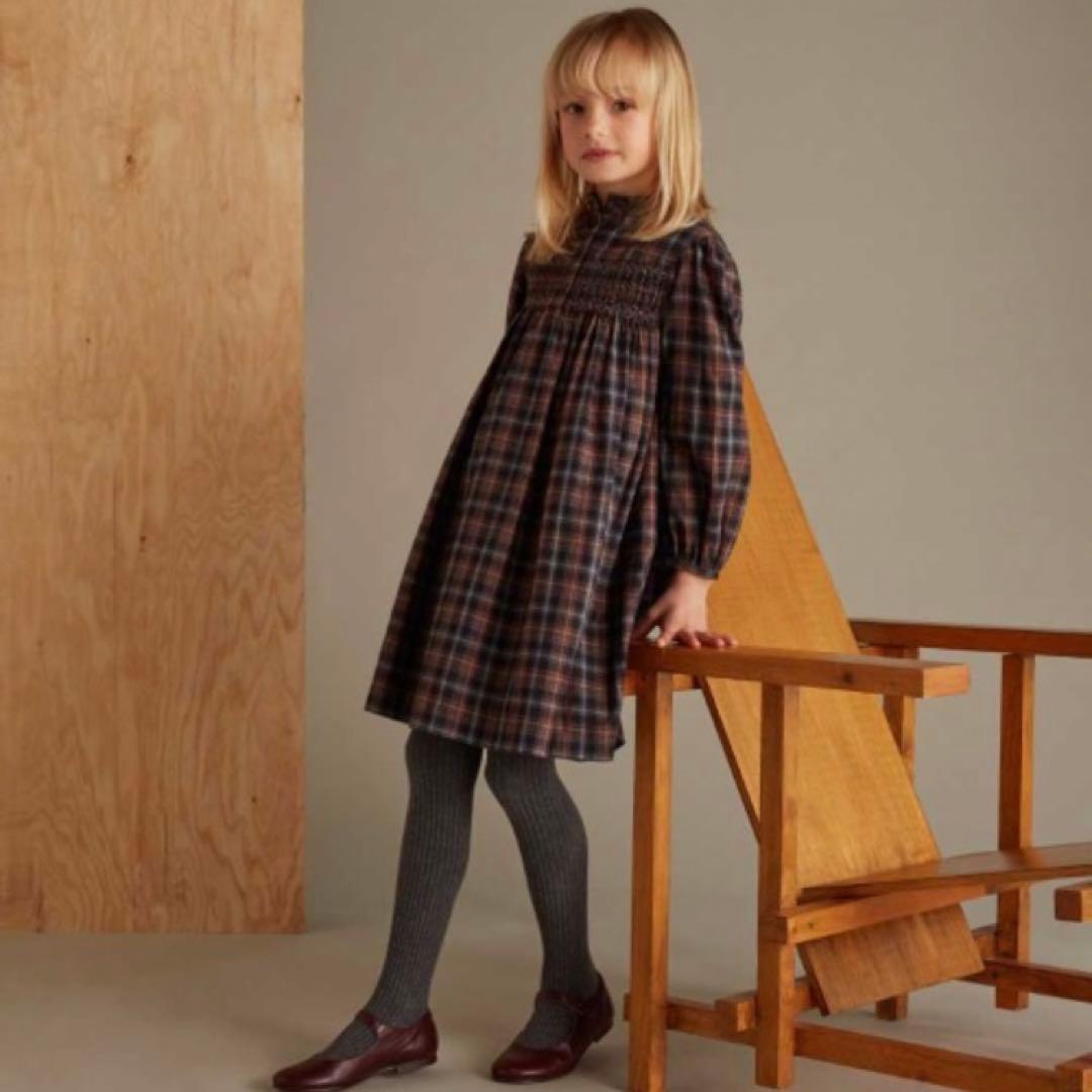 ボンポワン　チェックスモックドレス