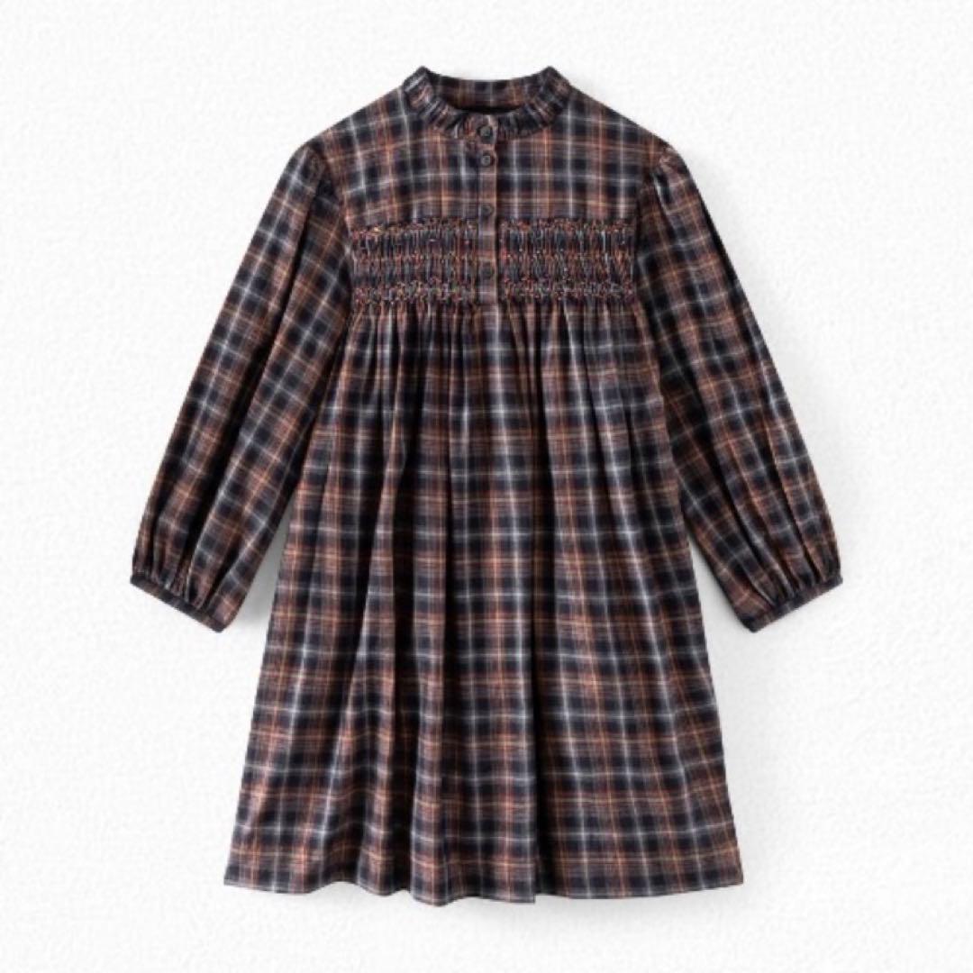 ボンポワン　チェックスモックドレス