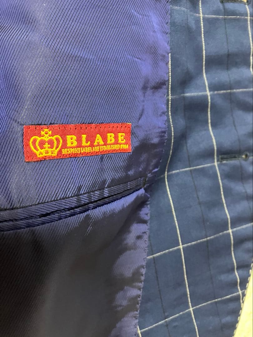 MIYUKI 生地　オーダースーツ　スリーピース　ネイビー　ストライプ　Ｌ相当