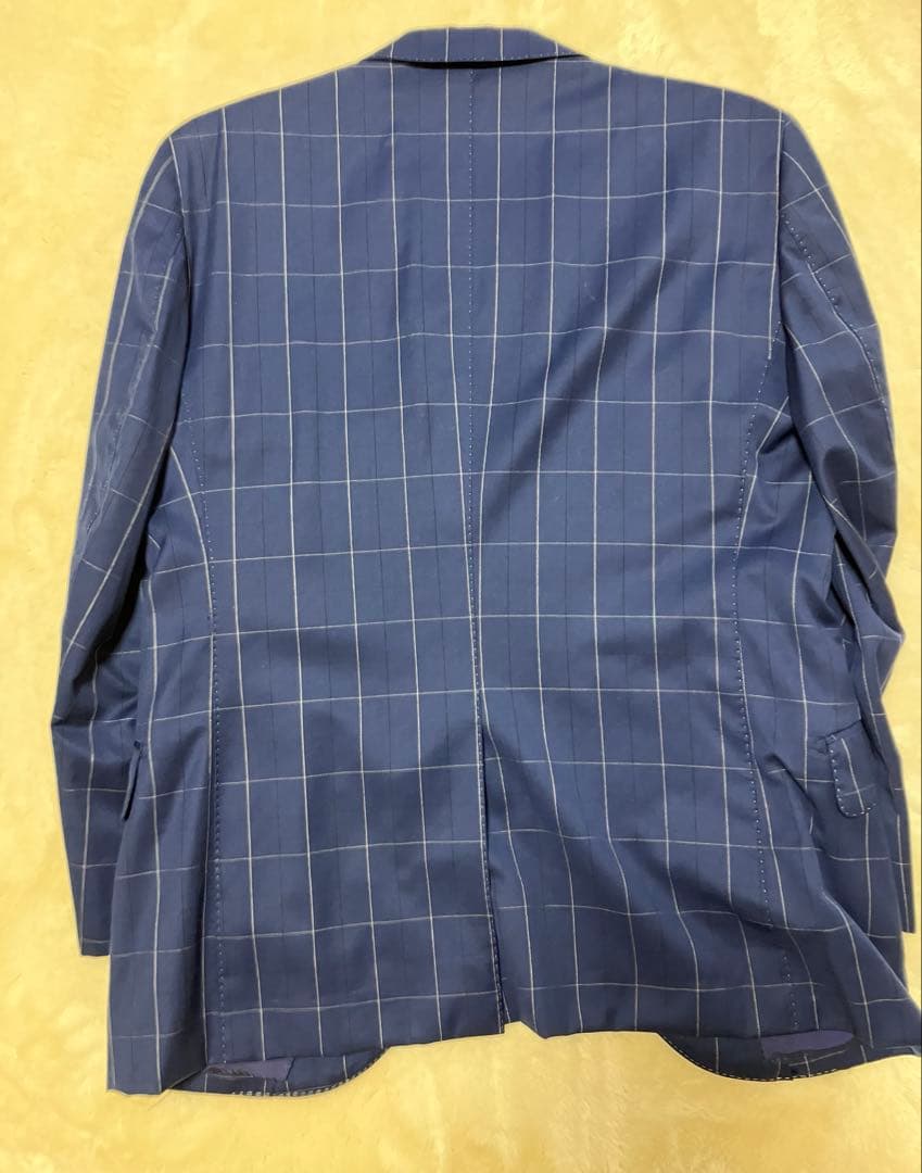 MIYUKI 生地　オーダースーツ　スリーピース　ネイビー　ストライプ　Ｌ相当