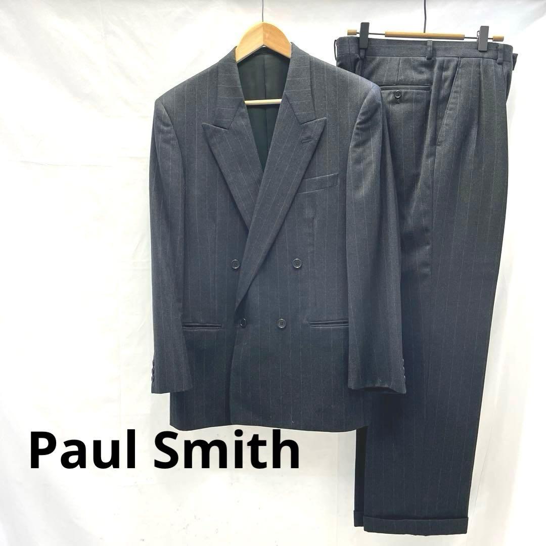 r1105-8Paul Smith ストライプダブルブレストスーツセットアップL