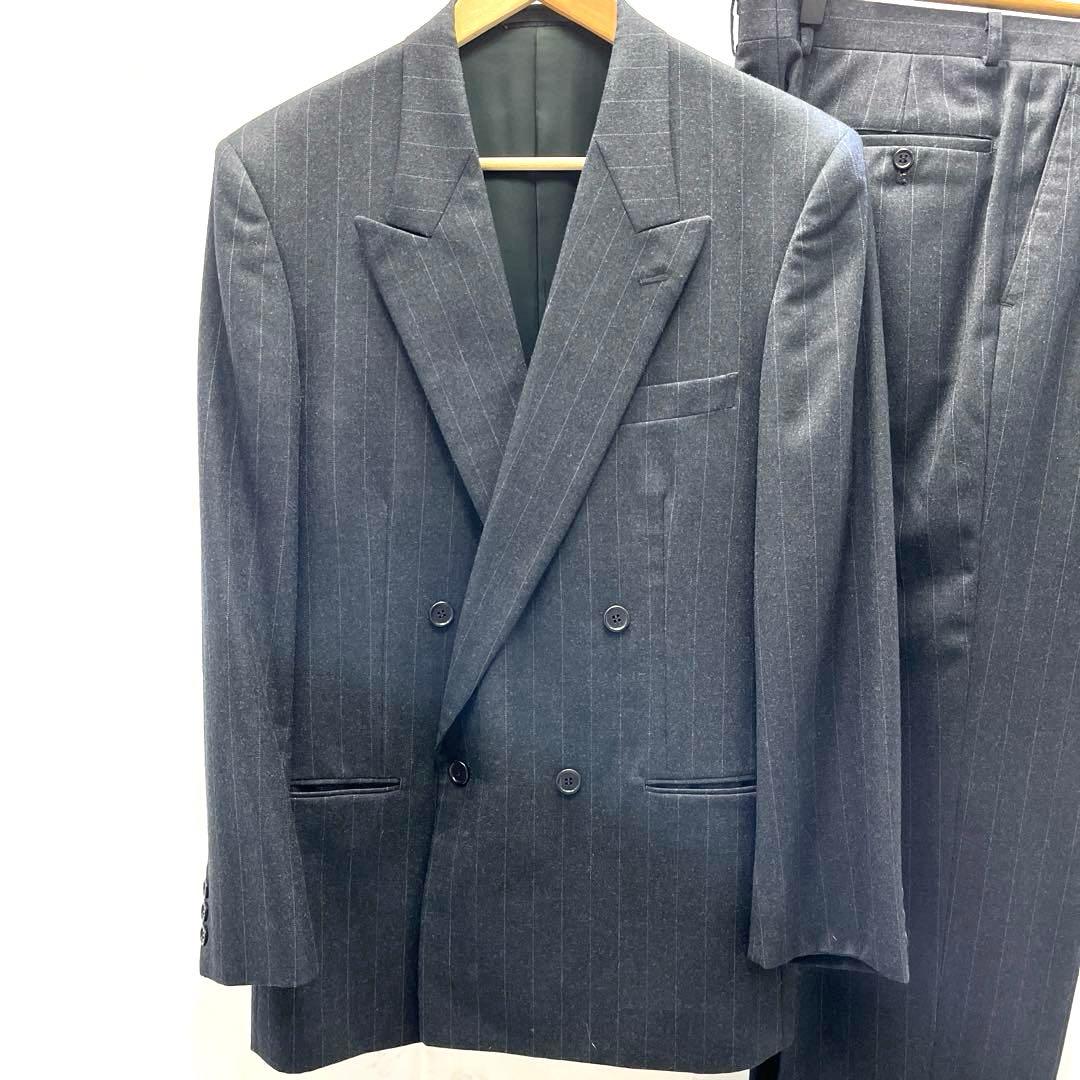 r1105-8Paul Smith ストライプダブルブレストスーツセットアップL