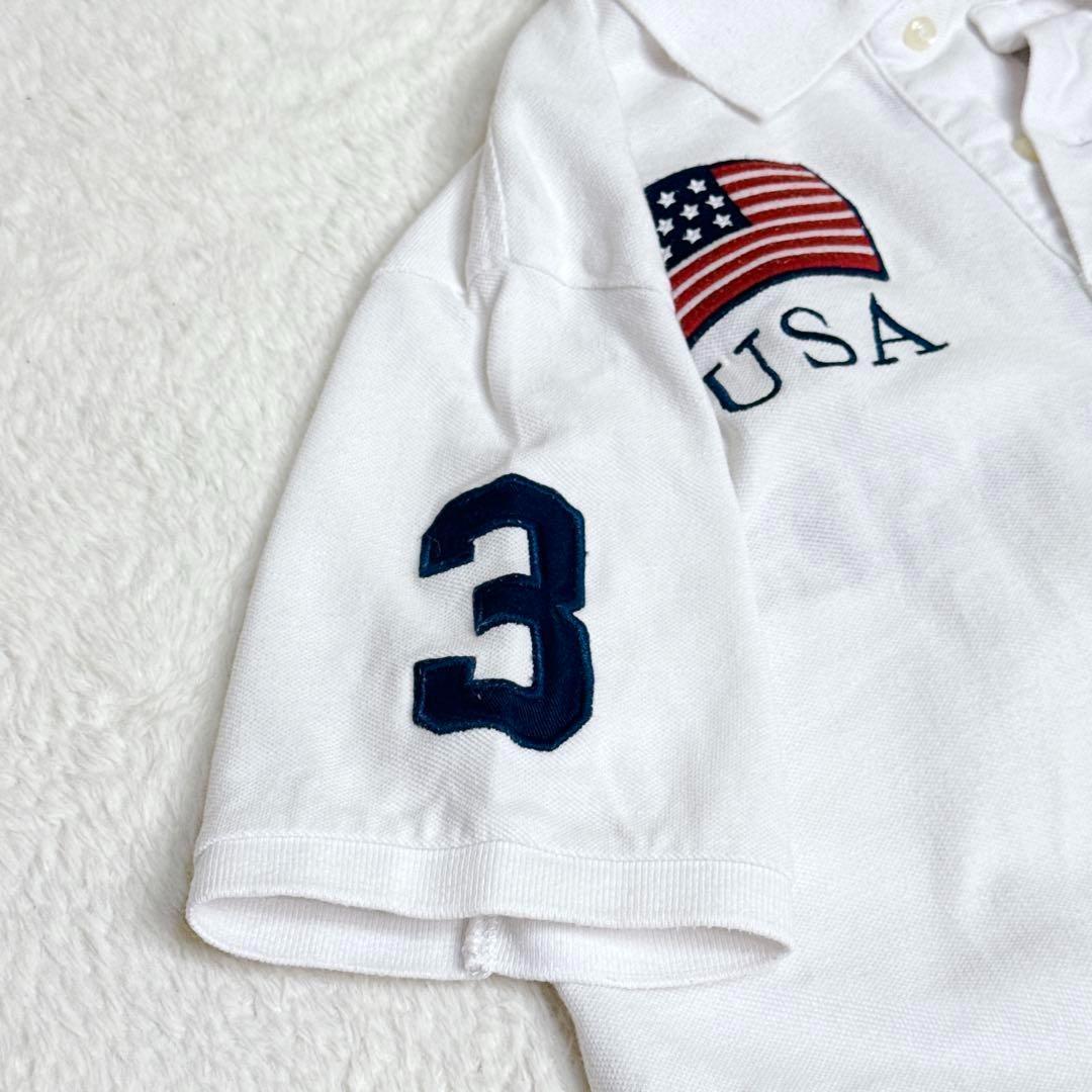 ポロバイラルフローレン ビッグポニー USA刺繍 エンブレム ワッペン ホワイト