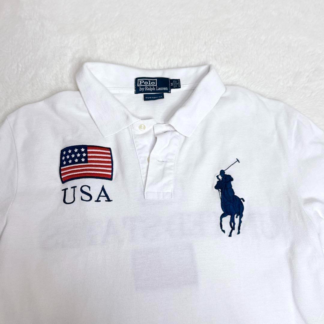 ポロバイラルフローレン ビッグポニー USA刺繍 エンブレム ワッペン ホワイト
